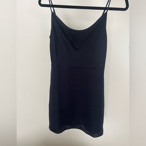 Aritzia Sunday Best Cowl Neck Satin Mini Dress Navy